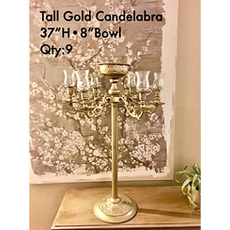 Exquisite Gold Ornate Candelabra 37H width 8 Bowl