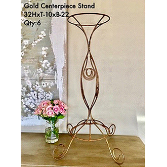 Stylish Gold Centerpiece Stand (Rod Iron)32HxT-10xB-22