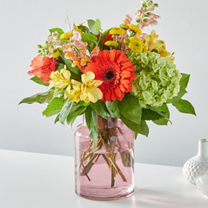 Autumn Sunshine Bouquet with Blush Vase - DeluxeAutumn Sunshine Bouquet with Blush Vase - Deluxe
