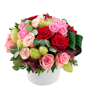 Colorful Arrangement of Mixed Roses