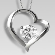 White Topaz Necklace Heart Pendant Sterling Silver