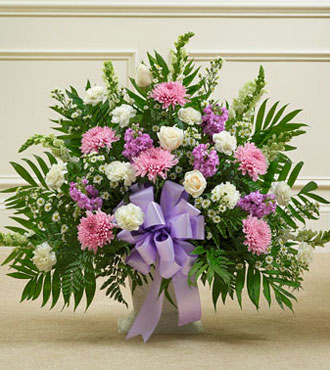 Lavender and White Sympathy Floor Basket - Greater