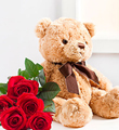 Seven Red Roses and Teddy Bear
