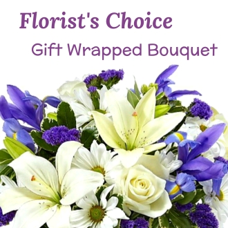 Florist\'s Wrapped Bouquet (White Purple)