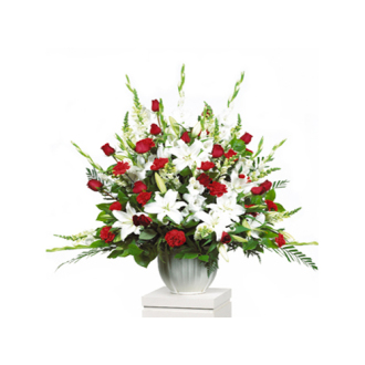CARISMA FLORISTS Traditional Red & White Container 