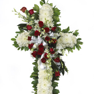 CARISMA FLORISTS White Cross with Roses 