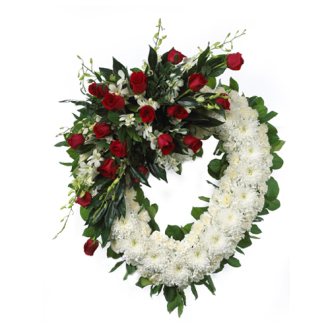 CARISMA FLORISTS White Open Heart with Roses 