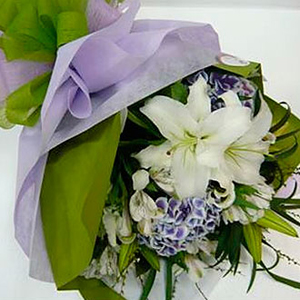 Bouquet of Cut Flowers Purple and White