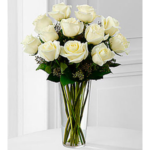  The White Rose Bouquet - Vase Included 