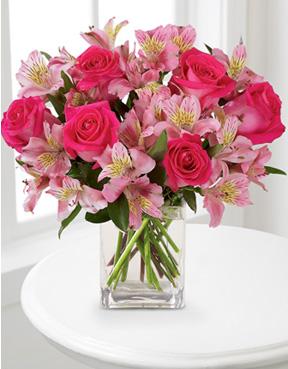 Bouquet Pays des rves en rose  - Avec vase