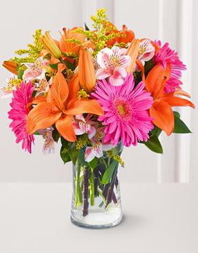 Bouquet Floraison brilliante avec vase