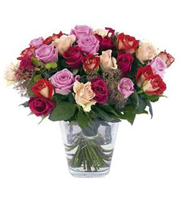 Bouquet de roses de couleurs varies