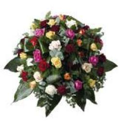 Round Funeral Spray with Mixed Roses