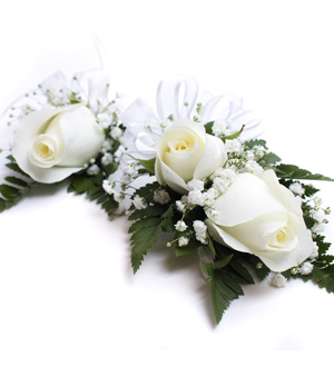 Rose Corsage and Boutonniere Combination White