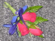 Hot pink spray Roses and Blue Delphinium