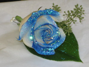 The Shimmer Blue Rose  Boutonniere