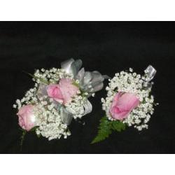 2 Pink Rose Corsage & Boutonniere