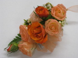 Peach and Orange Rose Corsager 