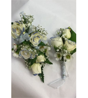 Dipped Color Matching Corsage and Boutonniere