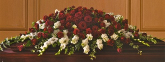 Red & White Casket Cover 21ACC