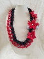 RIBBON LEI WITH 3 FLOWERS