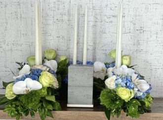 Blue and White Candle Cremation Urn