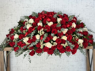Red and White Full Casket Cover