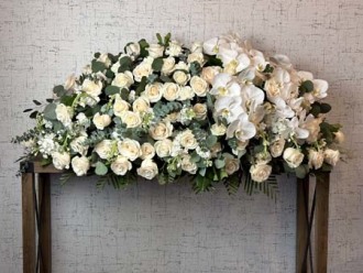 White Rose and Orchid Casket Cover