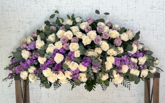 Lavender and White Full Casket Cover