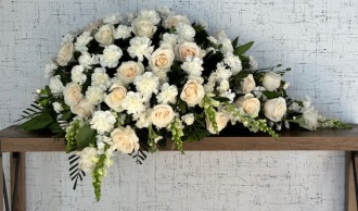 White Rose and Carnations Casket Cover