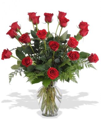 18 Red Roses in a Vase