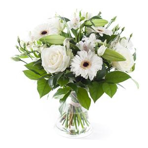 White Mixed Bouquet - Exclusive Vase