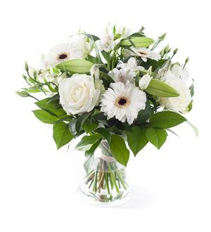 White Mixed Bouquet - Exclusive Vase