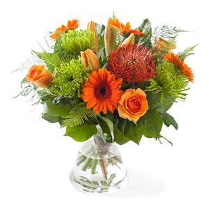 Orange Mixed Bouquet - Exclusive Vase