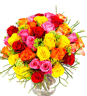 Colorful Bouquet of Short Roses