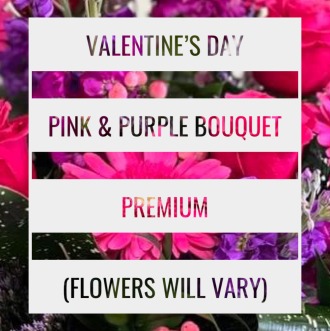 Valentine’s Day PINK & PURPLE Designers Choice Bouquet