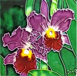 Continental Art Purple Orchid Ceramic Tile