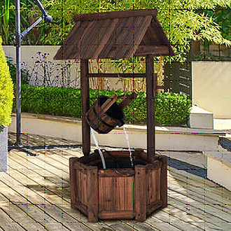 Wishing Well Water Fountain Wooden Outdoor