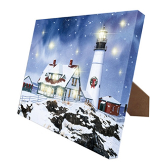 Mr. Christmas Canvas Lighthouse w/ easel