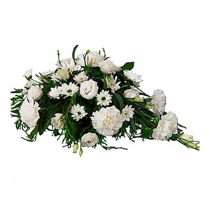 Funeral Arrangement with texted ribbon