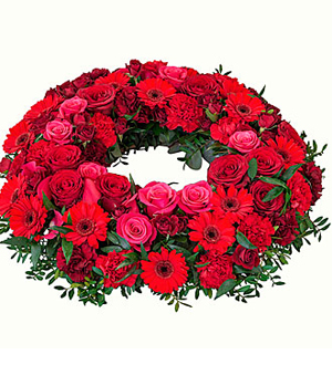 Funeral Wreath with texted ribbon