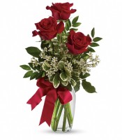 Three Red Roses Vased
