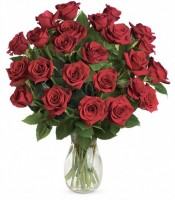 Two Dozen Red Roses Vased