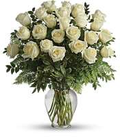 Two Dozen White Roses Vased