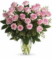 Two Dozen Pink Roses Vased