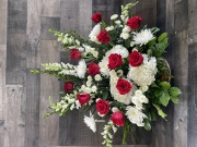 Red and white deluxe funeral basket