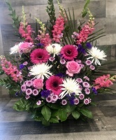 SYMPATHY IN PINKS AND PURPLES FUNERAL BASKET