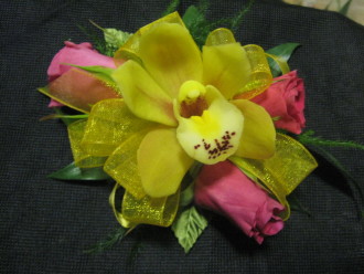 Mini Cymbidium Orchid and Mini Rose Corsage
