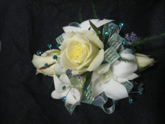 Dendrobium Orchid and Mini Rose Corsage with Bling