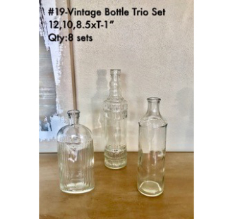 Vintage Bottle Trio Set 12,10,8.5xT-1